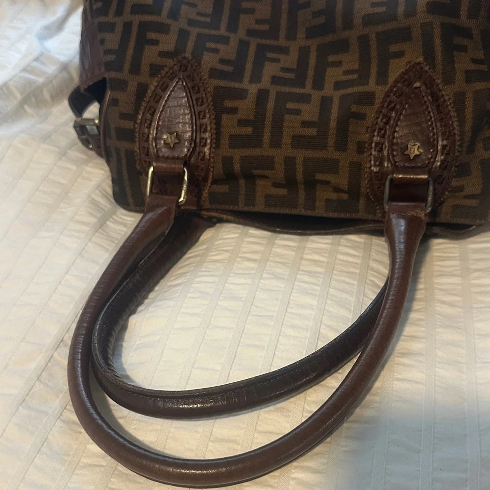 Fendi Brown Monogram Zucca Canvas Shoulder Bag
